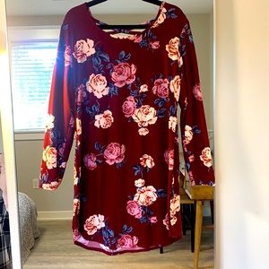 Beautiful Burgundy Floral Dress.
